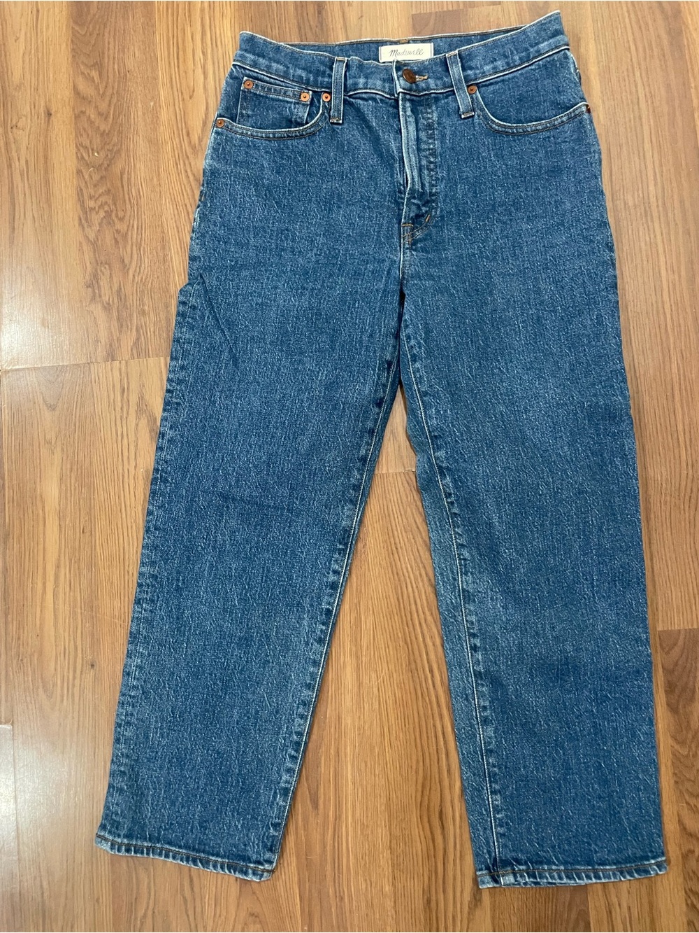 Madewell Blue Cropped Straight-Leg Jeans